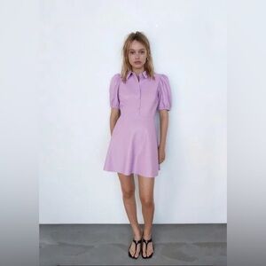 🆕 Zara Women’s Small Lilac Faux Leather Mimi Dress